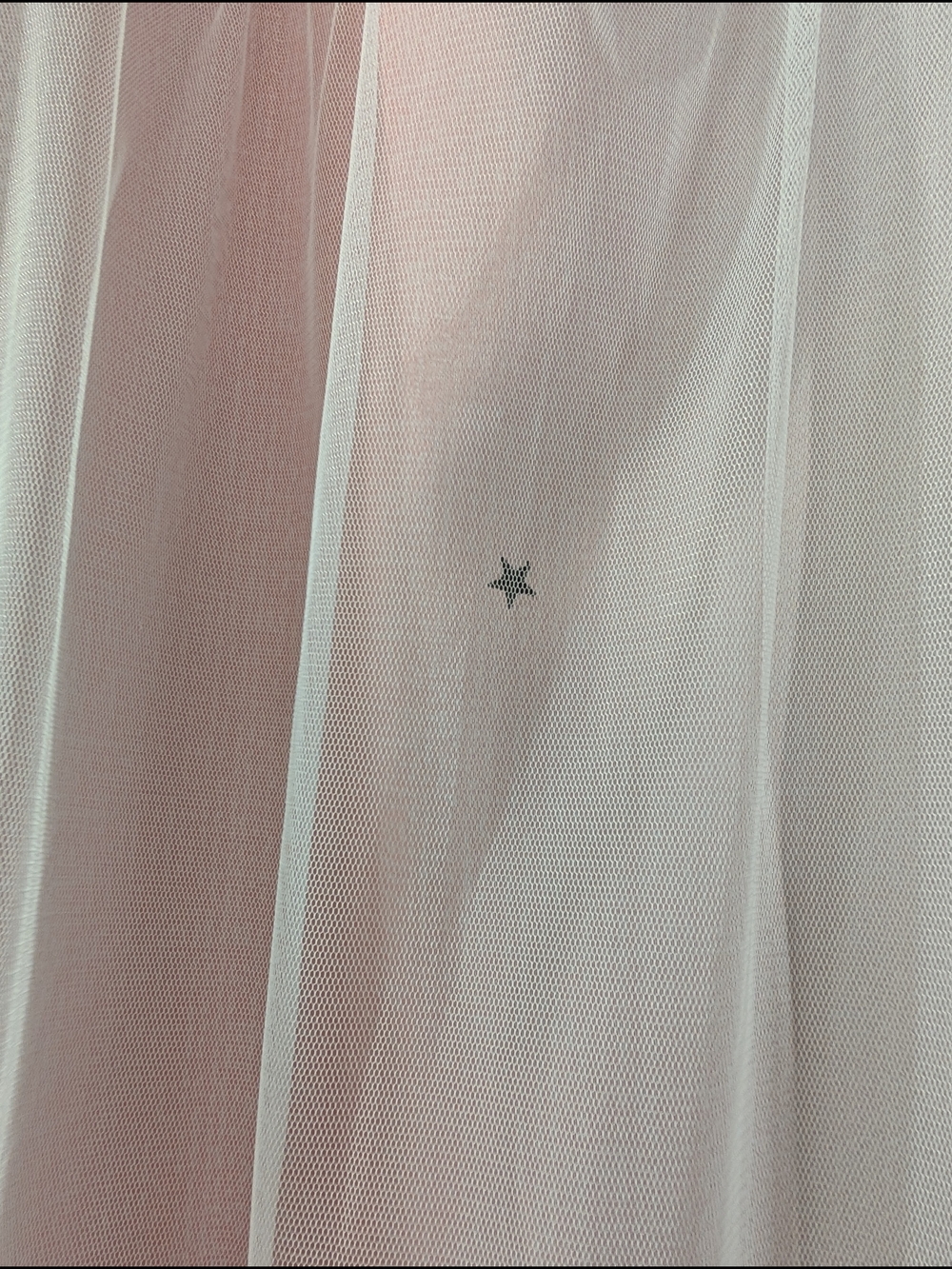 Sheer White Mesh Curtain Panel with Tiny Star Detail